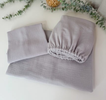 Muslino 3 dalių patalynės komplektas "Pilka"