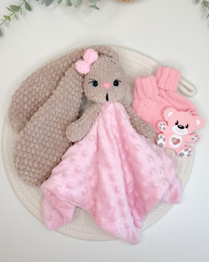 3 dalių Dovanų rinkinys Migdukas, merino vilnos kojinytės, silikoninis kramtukas