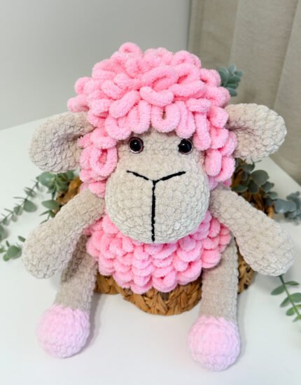 Rankų darbo Puffy nerta avis “Rožinė Avytė”