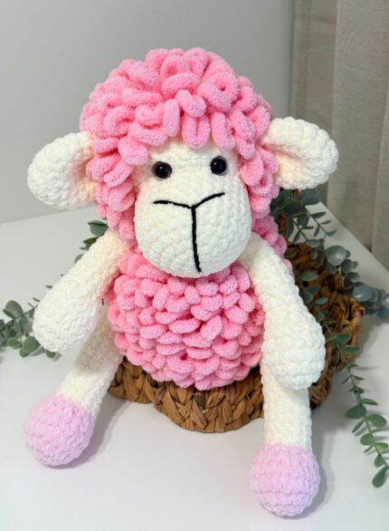 Rankų darbo Puffy nerta avis “Rožinė Avytė”