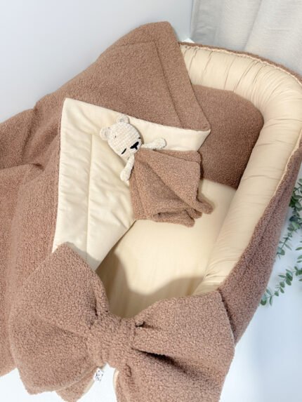 3 dalių Dovanų rinkinys Teddy gultukas, pledukas, migdukas "Meškiukas"