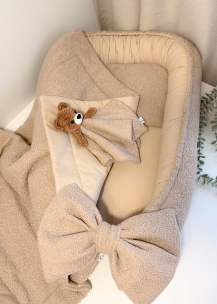 3 dalių Dovanų rinkinys Teddy gultukas, pledukas, migdukas "Meškiukas"